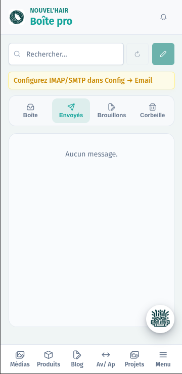 Boîte mail professionnelle dans Daito