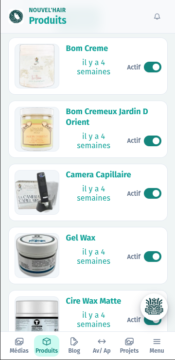 Liste des produits dans Daito